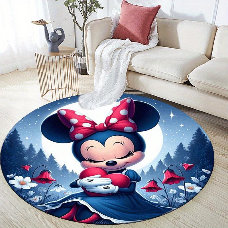 1pc Minnie Round Area Rug - Non-Slip, Machine Washable Polyester Carpet for Living Room & Bedroom Decor