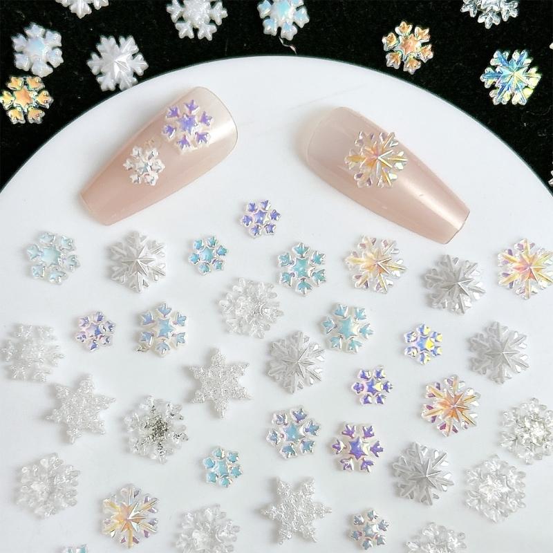1Set Random White Iridescently Snowflake Resin Nail Decoration DIY Manicure Safe Resin Craft