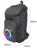 Multifunctional Backpack with Bluetooth Speaker, Power Bank, LED Lights, and Long Battery Life for Outdoor Adventures and Mountaineering.