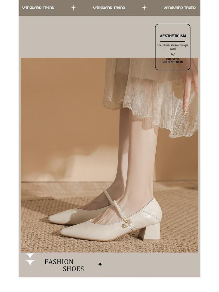 Elegant French Pearl Mary Jane Heels - Retro Hong Kong Style Skirt & Cheongsam Match