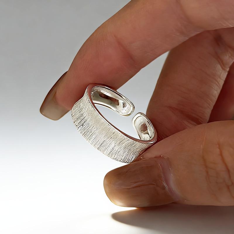 925 Silver Wire Drawing Thick Stackable Rings For Women Couple Luxury Quality Jewelry Accessories Birthday Gift