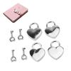 4sets Silver Heart Shaped Padlock 1.5 X 1.2 Inch Decorative Love Lock Diary Lock For Jewelry Box