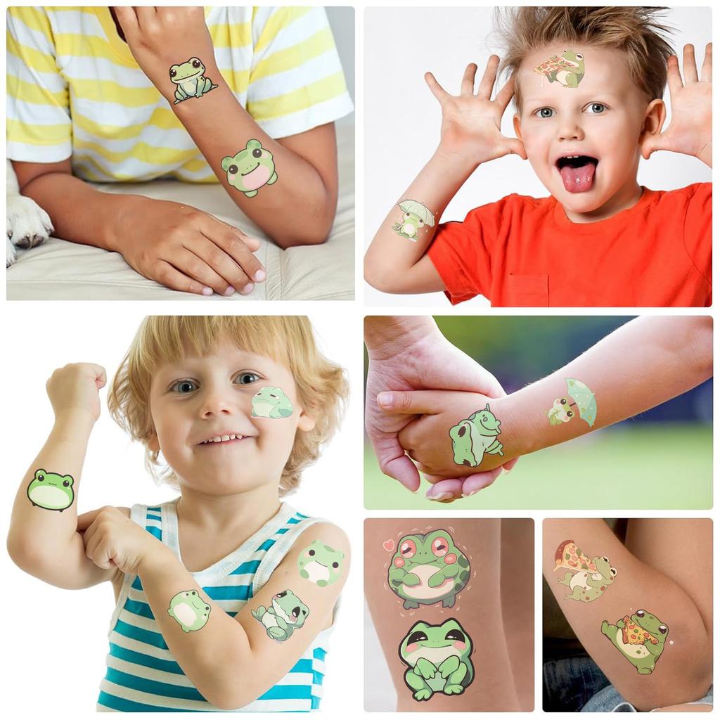 Nowe Kreskówkowe Żaby Dziecięce Naklejki Tatuaże Wodoodporne Prezent na Imprezę Śmieszne Naklejki na Twarz