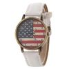 Vintage British Style Quartz Watch With Denim Band And American Flag For Unisex Casual Wear