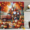 Pumpkin Shower Curtain Set - Includes Shower Curtain & Bath Mat, Non-Slip Rug And U-Shaped Toilet Lid Cover For Bathroom Decor