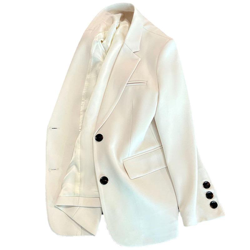 Women's Korean Style Loose Black Suit Jacket - Slimming, Small Size Blazer for Spring and Autumn 2025.