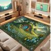 Mushroom Forest Theme Crystal Velvet Floor Rug Personalized Custom Name Text Warm Carpet Home Decoration
