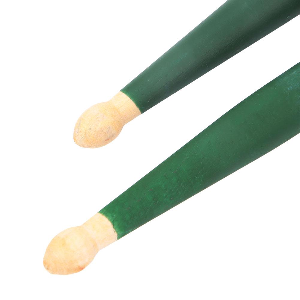 2Pcs Colorful Maple Wood Drum Stick Music Band Instrument Accessories(Green)