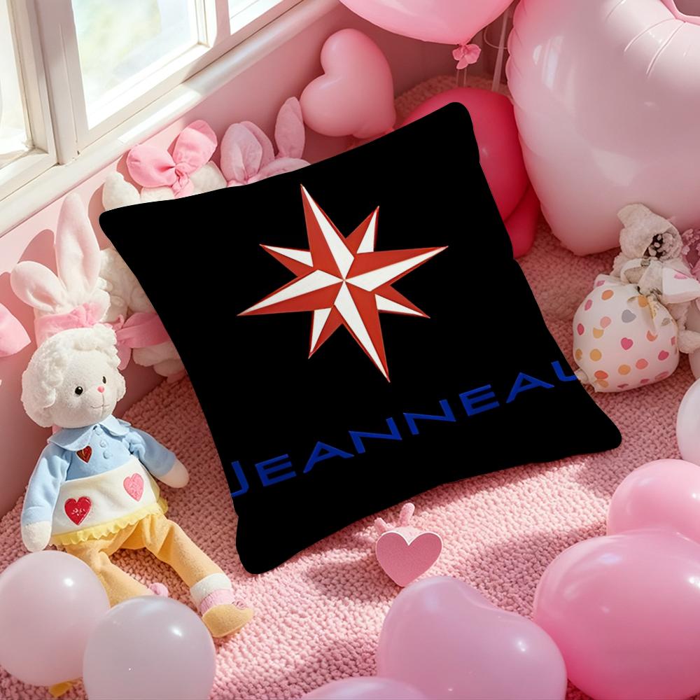 J-JEANNEAU logo Cushion Cover Pattern Printed Pillowcase for Living Room Sofa Cushion Cover & Bedroom Decor