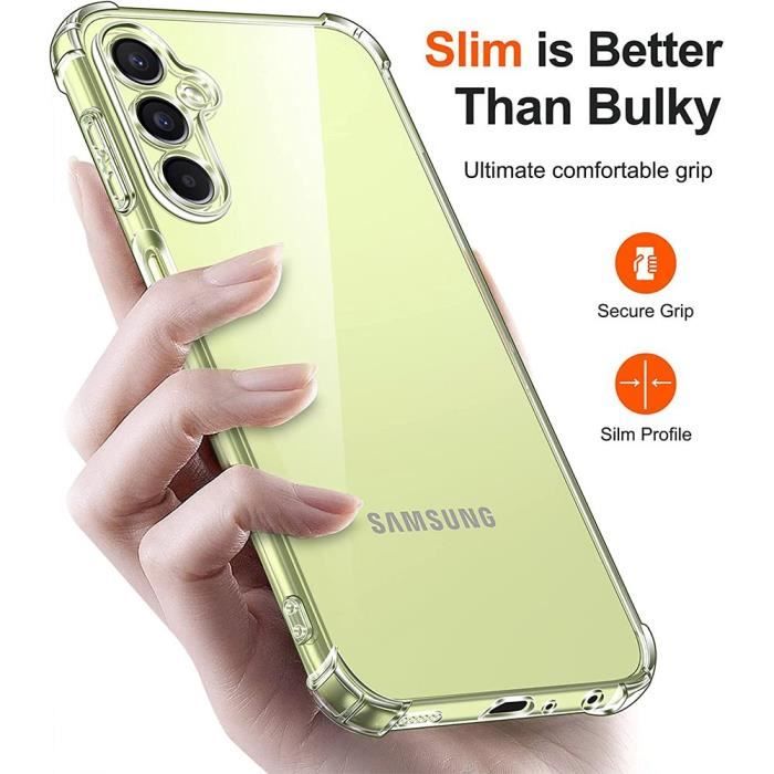 Coque de protection - Booling - pour Samsung Galaxy A24 - Souple - Transparent - Pack avec 2 Verres Trempés