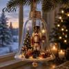 Miniature Holiday Scene Hanging Balls 3D Christmas Bell Ornament, Winter Clear Decoration with Santa Reusable Festival Ornaments Snowman Reindeer