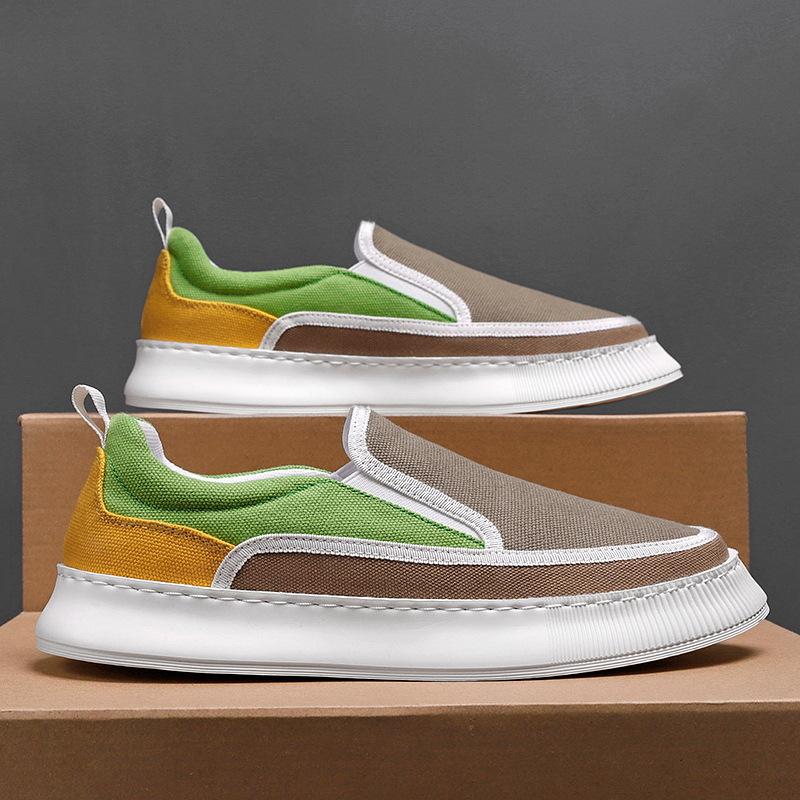 

Men s shoes spring breathable 2025 new canvas shoes men s trend versatile thick baseplate shoes one pedal casual trendy shoes 44