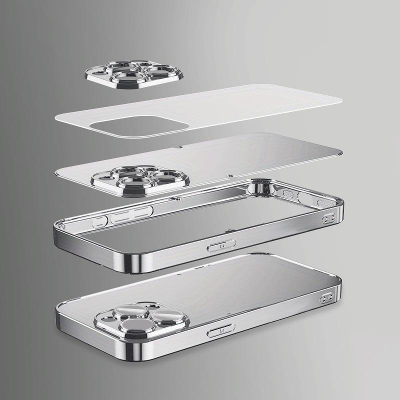 Purple Crystal Cherry Pattern Electroplated Glass Phone Case For iPhone 11 12 13 14 15 16 17 Pro Max Plus 16E 17 Air Cover