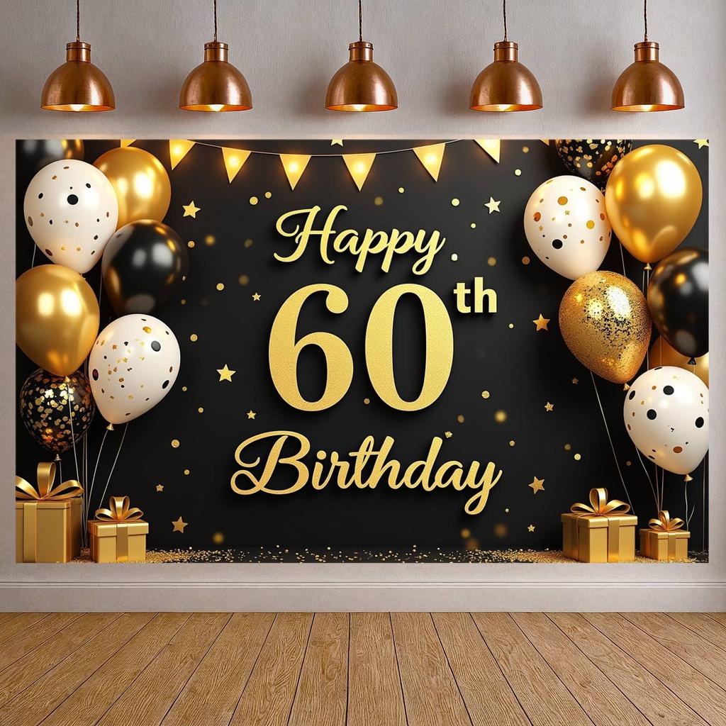 Birthday Celebration Backdrop Balloon Decorations Milestone Birthday Background 60th Birthday Display Luxury Design