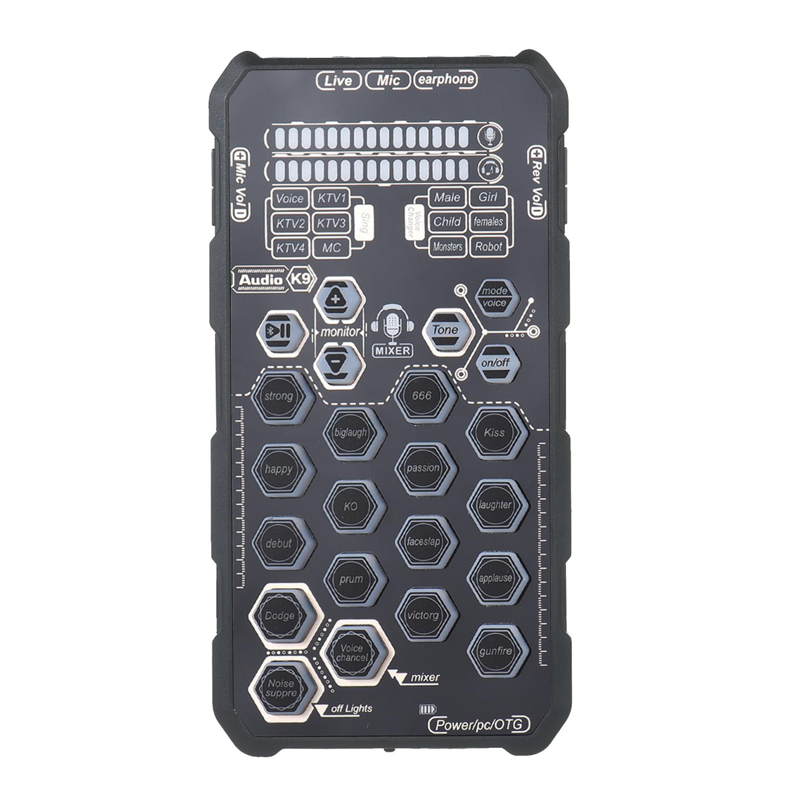 

Живая звуковая карта Ручная уличная портативная звуковая карта DSP Устройство с эффектами Аудиомикшер Устройство смены голоса чёрный