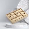 Velour Linen Bracelet Box Watch Stud Tray 12 Grid Plate with Pillow Home Organization Jewelry Multifunction Case