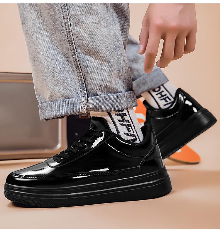 Herbst Übergröße Herren Lackleder FreizeitsportSchuhe mit dicken Sohlen