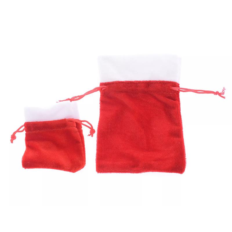 Pack of 12 Red and White Velvet Drawstring Christmas Bags Bag Pouches Santa Bags