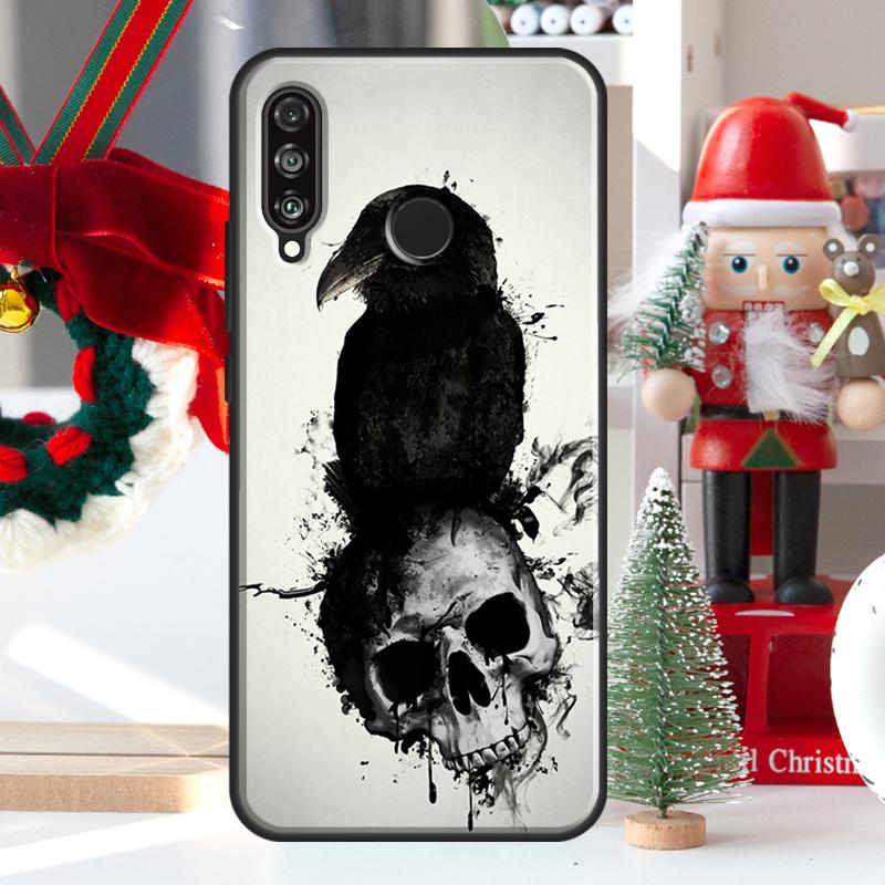 Raven Skull For Huawei Nova 9 10 SE 11 Pro Y60 Y70 Y90 Y61 Y91 Y72 Y73 12i 11i 8i P20 P30 P40 Lite Case