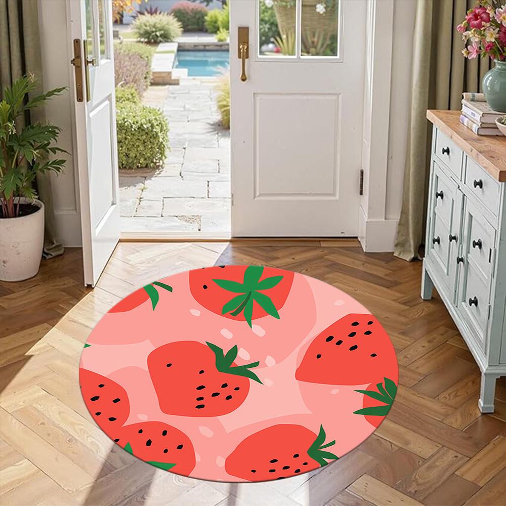 Runder Obst-Büroteppich Design für Foyer Spielzimmer Außenbereiche Schlafzimmer Rutschfester Runder Teppich Büro Heimdekoration Perfektes Geschenk für Frauen Männer
