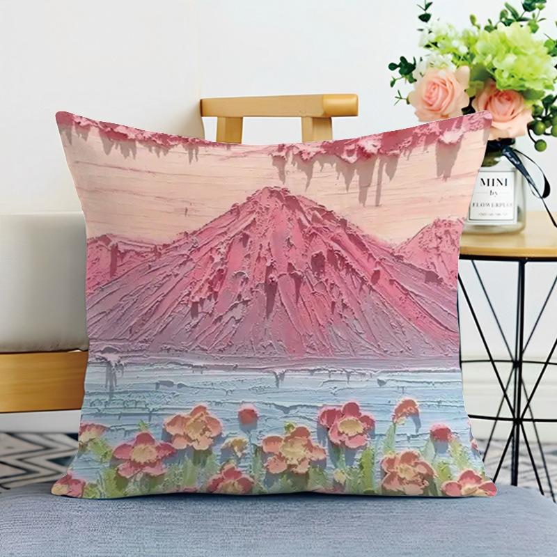 Ins Style Oil Painting Print Decorative Pillowcase Bedroom Living Room Square Cushion Pillowcase