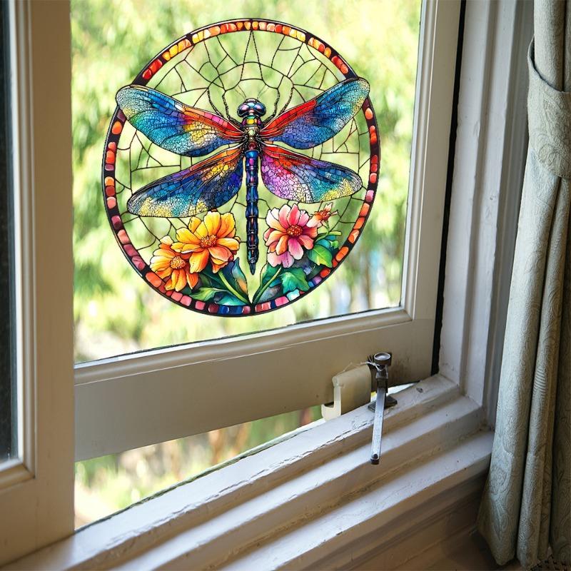 Painted Dragonfly Balcony Glass Window Home Beautification and Decoration Electrostatic Uv Window Sticker
