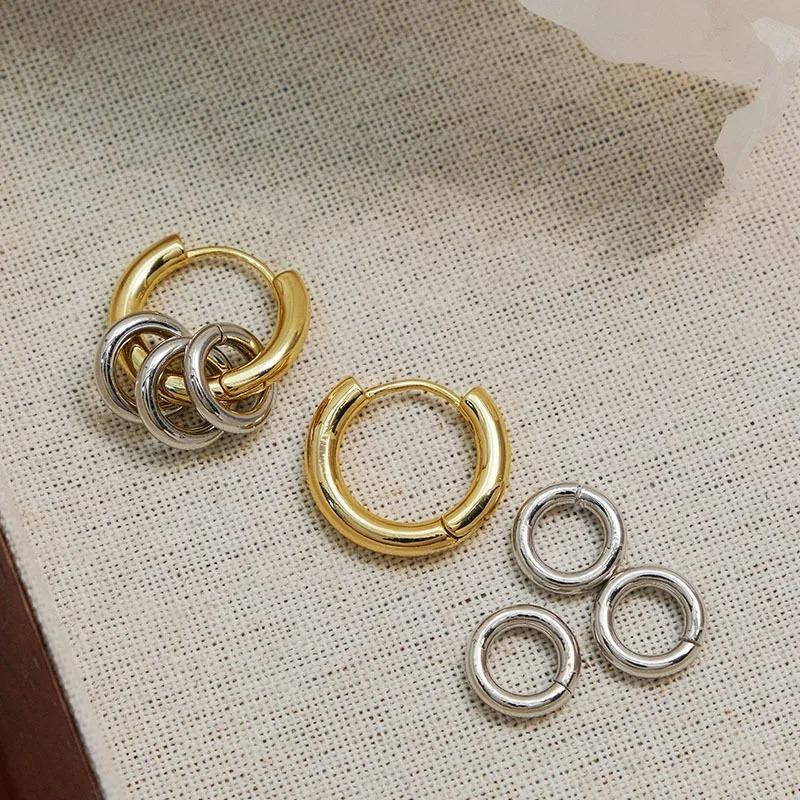 Hot Sale Non-Fading Jewelry Stainless Steel Triple Hoop Earrings for Women Geometric Round Circle Waterproof Statement Jewelry