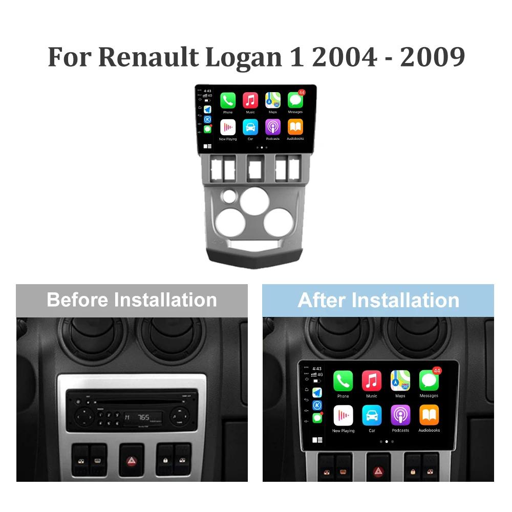 Car Radio For Renault Logan 1 2004-2009 Android 13 Auto Wireless Carplay GPS Navigation Multimedia 2 Din Screen Stereo