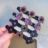 4Pcs Satin Fabric Hair Bands Four-Leaf Clover Chopped Hairpin Duckbill Clip Braided Hair Clip With