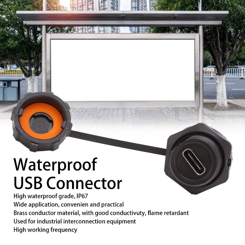with Dust Cover Waterproof USB Connector IP67 Type C Socket Panel  Equipment Connection
