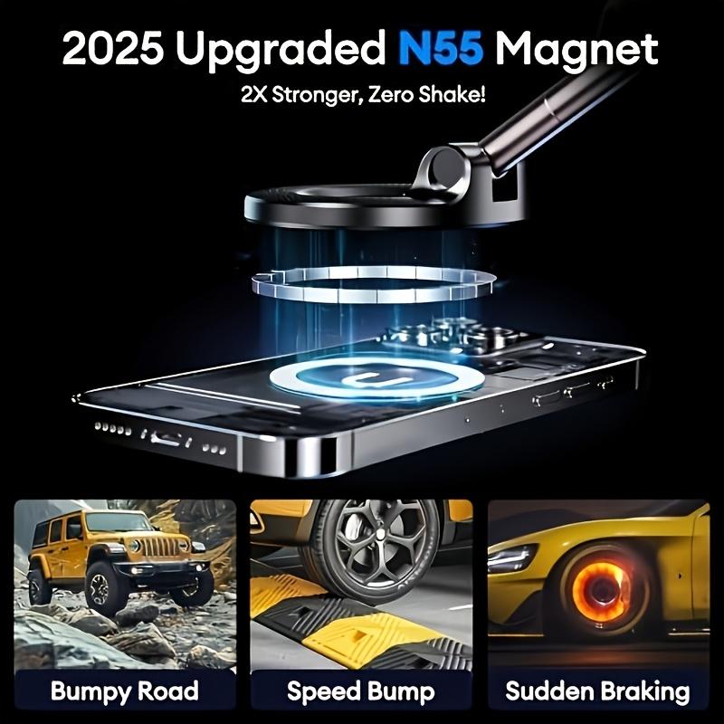 1 Vacuum Magnetic Car Phone Holder,360° Reinforced Super Suction Cup Compatible iPhone and Android Phone Holder