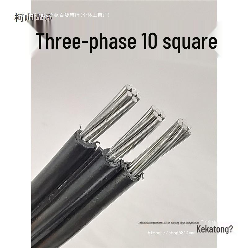 

National Standard 3-Core Anti-Aging Aluminum Cable: 6, 10, 16 Square Outdoor Three-Phase Flat Bundled Wire. Three-phase 6 sqmm 50m - Standard