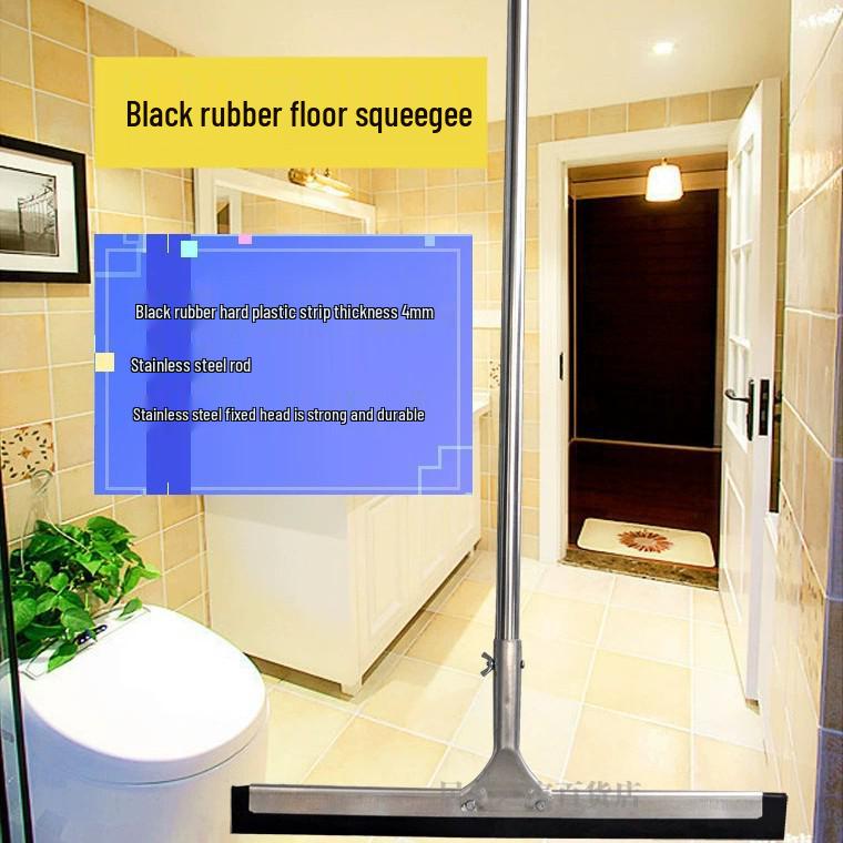 Large Black Rubber Floor Squeegee and Scraper for Commercial and Home Cleaning
