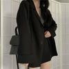 IELGY British Style Korean Style Loose Retro Hong Kong Style Black Jacket