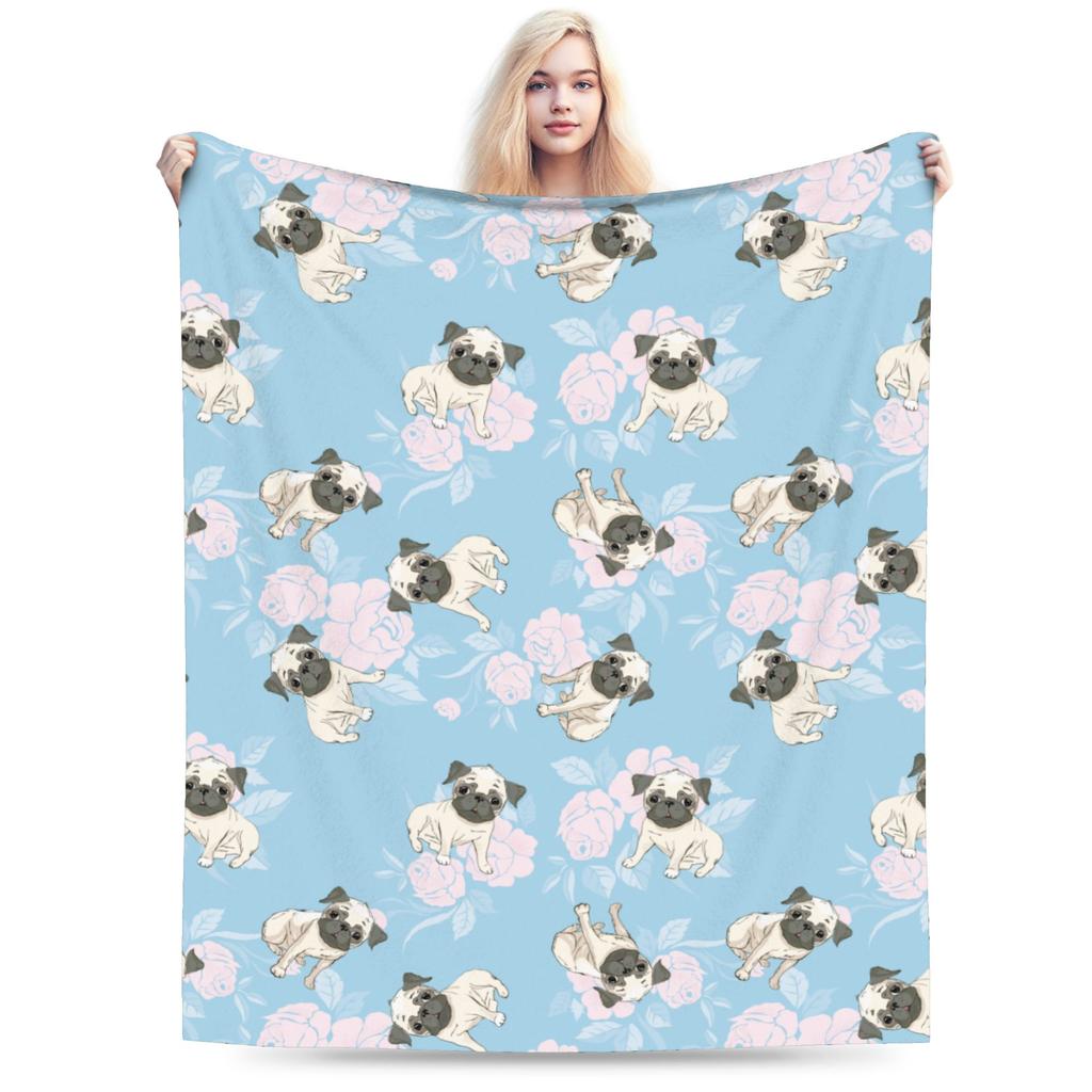 French Bulldog Dog Blankets Velvet Spring/Autumn Animal Multi-function Lightweight Throw Blankets for Home Bedding Throws