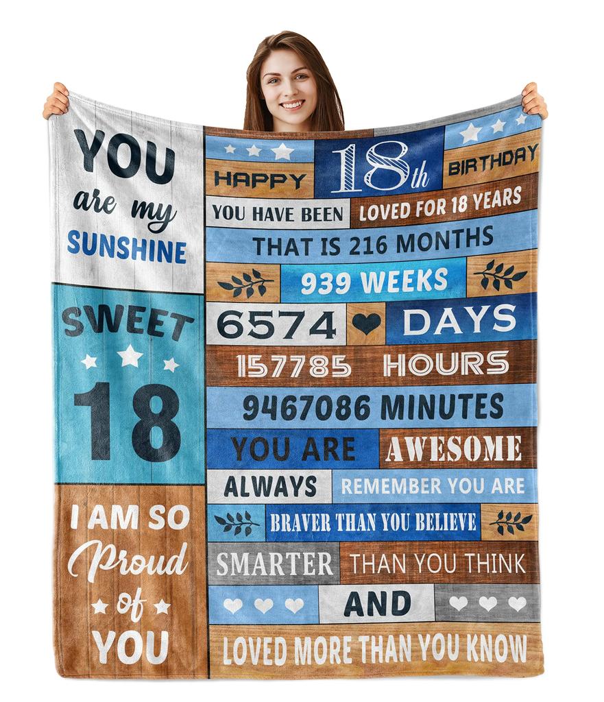 18th Birthday Gifts Ideas for Girls-Girls 18th Birthday Decor Blanket-Gift for 18 Year Old Girl-Gifts for Daughter Bestie Sister
