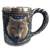 new Wolf Head Stainless Steel Resin Beer Juice Milk Water Cup Home Office Coffee Mug