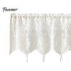 French Rose Lace Curtain Window Valance Curtain, White Sheer Short with Tassels And Rod Pocket, Vintage Light Filtering for Living Room Bedroom Breeze