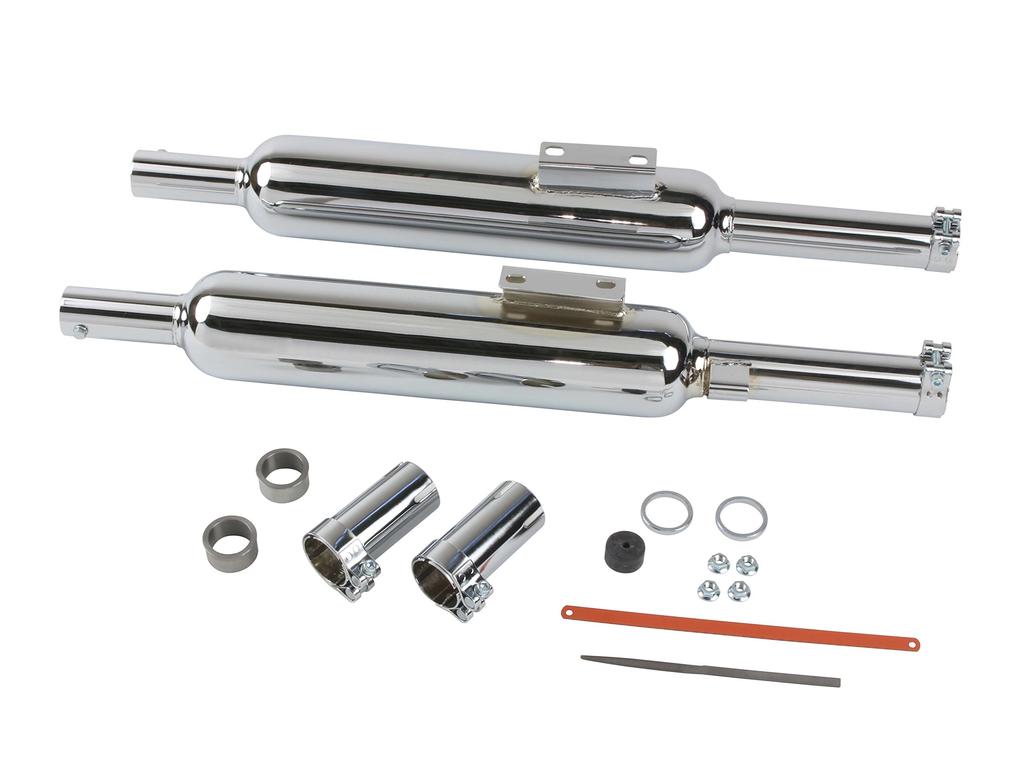 POSH FAITH Muffler for Honda W650 Model Steel with Chrome Plated W1-Type Slip-On (All Years), Finish, 040050-10