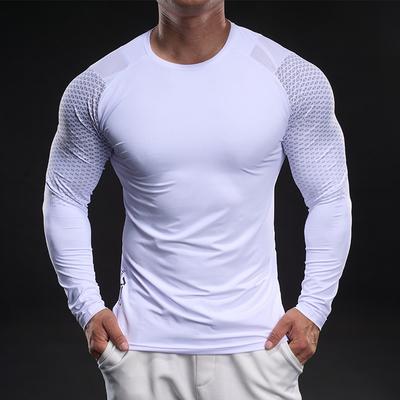 Spring New Long-sleeved Men's Muscle-looking Shirt Casual and Fashionable Sports Slim Fitness Clothing Outdoor Top