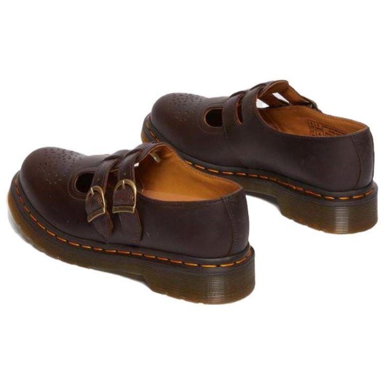 Dr. Martens Leather Casual Versatile Chunky Heel Mary Jane Shoes Women Shoes Dark-Brown 30914201