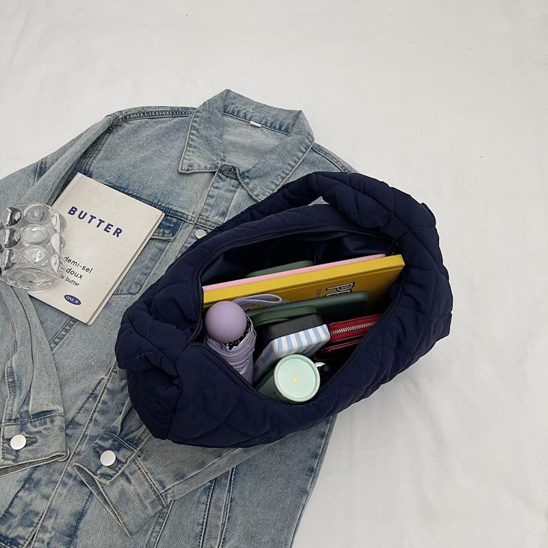 Diamond Embroidery Tote Bag Shoulder Bag Women Solid Color Large Capacity Crossbody Bag