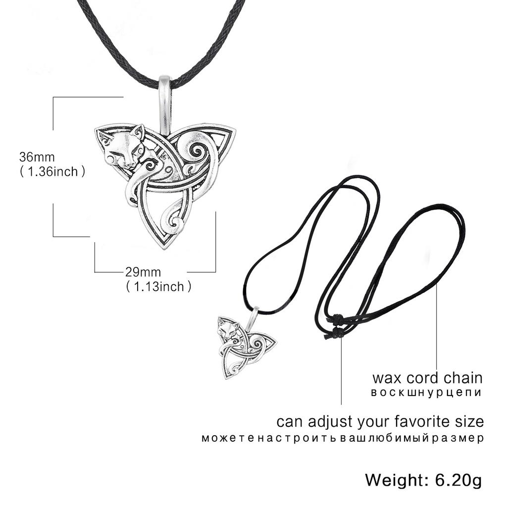 Collier pendentif renard viking Mode Rétro Cordon de cuir Chaîne de pull Bijoux Pour Hommes et Femmes