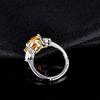 925 Silver Plated Open Ring with Brazilian Yellow Crystal Stone for Women Lucky Jewelry