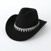 Sparkling Western Cowboy Hat Rhinestone Decoration Top Hat Elegant Felt Fedora Hat  Women