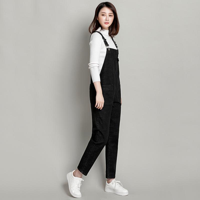 Women's Spring and Autumn Plus Size 8XL Fashion Loose Pocket Jeans  Overalls Shoulder Strap Jumpsuit Jeans