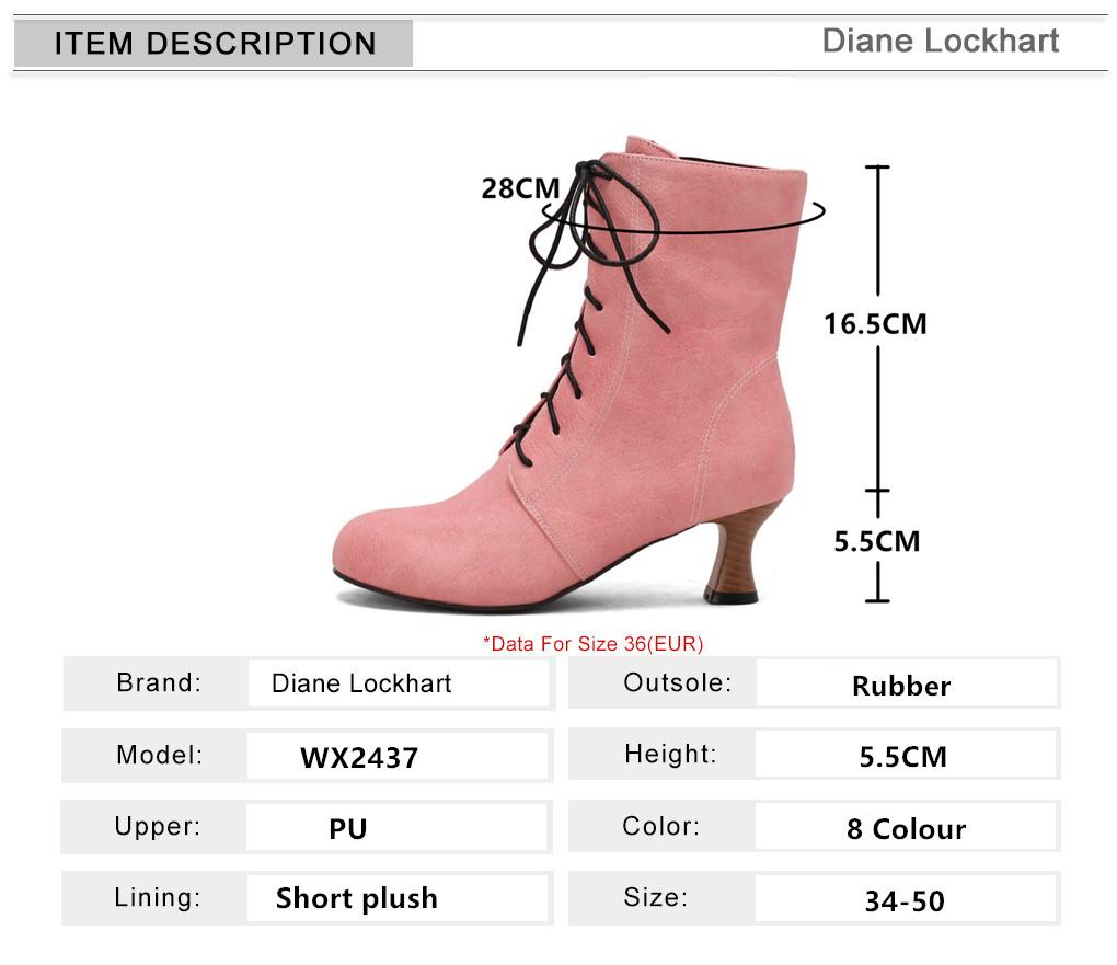 Fashion Autumn New Lace Up Ladies High Heel Shoes Strange Steampunk Boot Victorian Ankle Boots Women Pointed Toe Thick Soled Short Boots