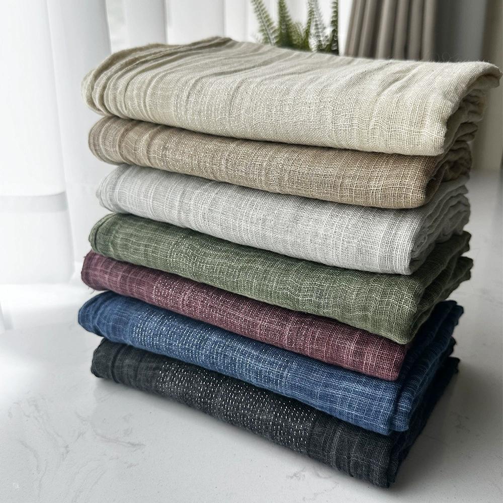 Retro Pure Cotton Scarf for Women Striped Solid Color Glittery Yarn Warm Soft Wrap and Scarves for Autumn and Winter Men's Scarf