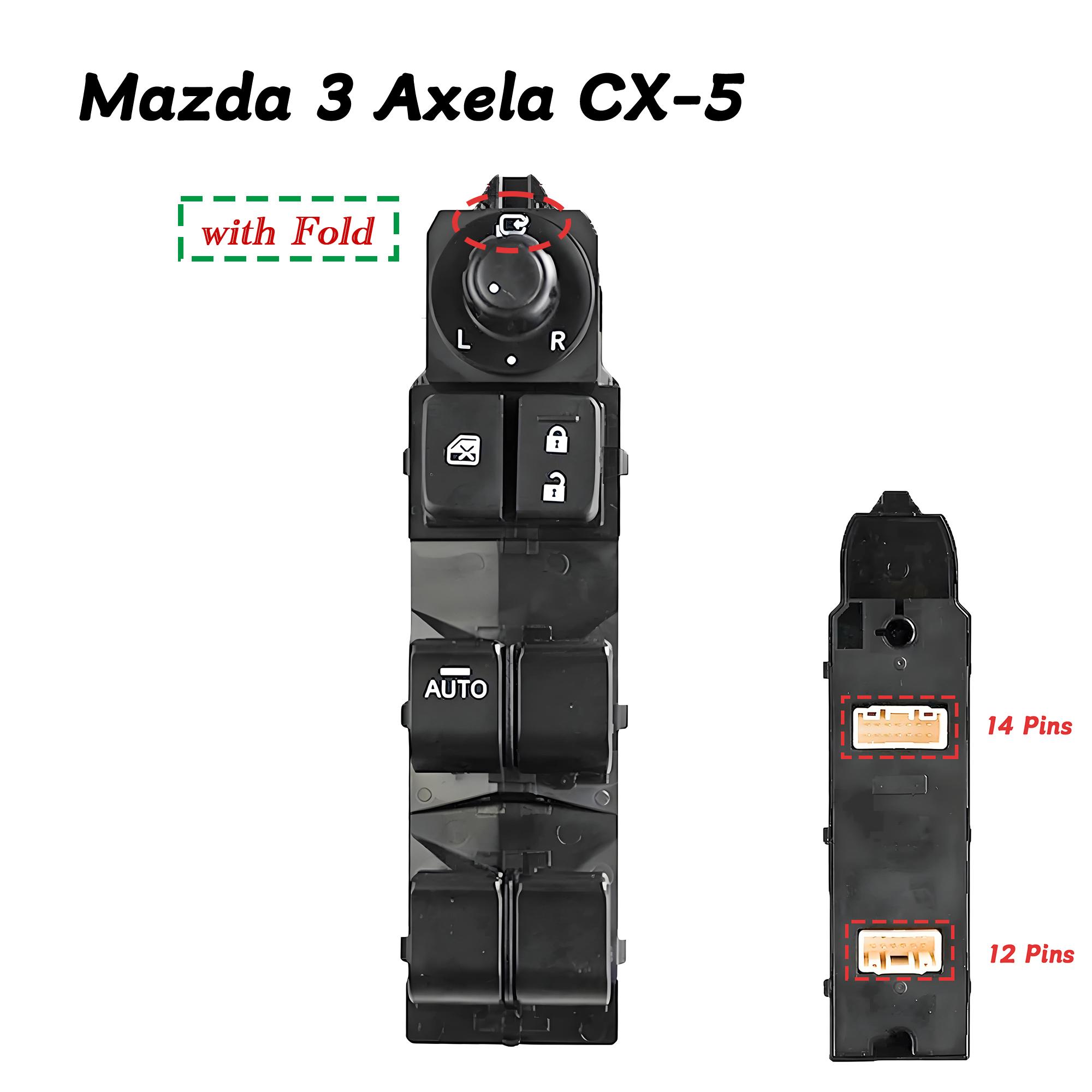 BKC3-66-350 Power Window Master Control Switch Left Driver Button For Mazda 3,Axela,CX-5 2013-2017 BKC3-66-350A BKC6-66-350A with Fold