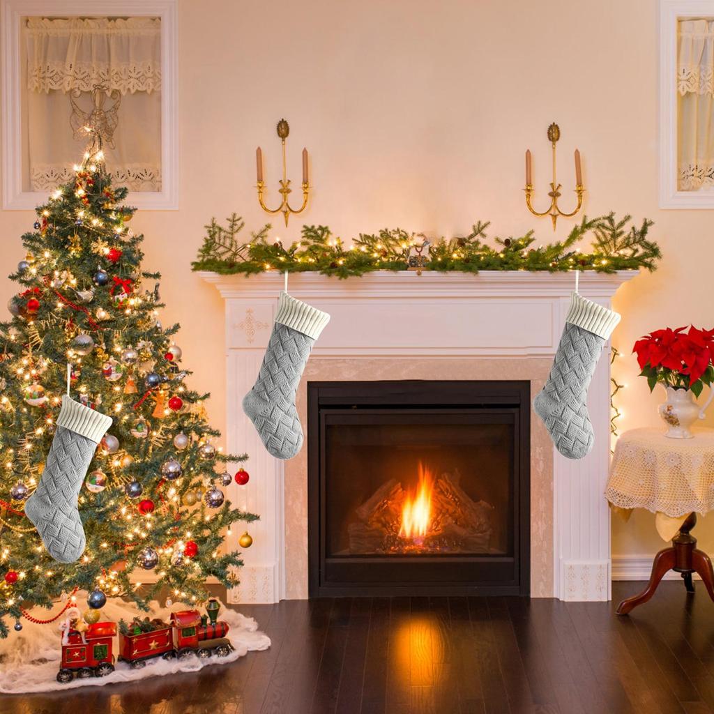 Weihnachtsstrümpfe 18 Zoll Strümpfe Weihnachtsdekorationen Stickerei Heimdekoration Partydekorationen Für Fenster Wohnzimmer